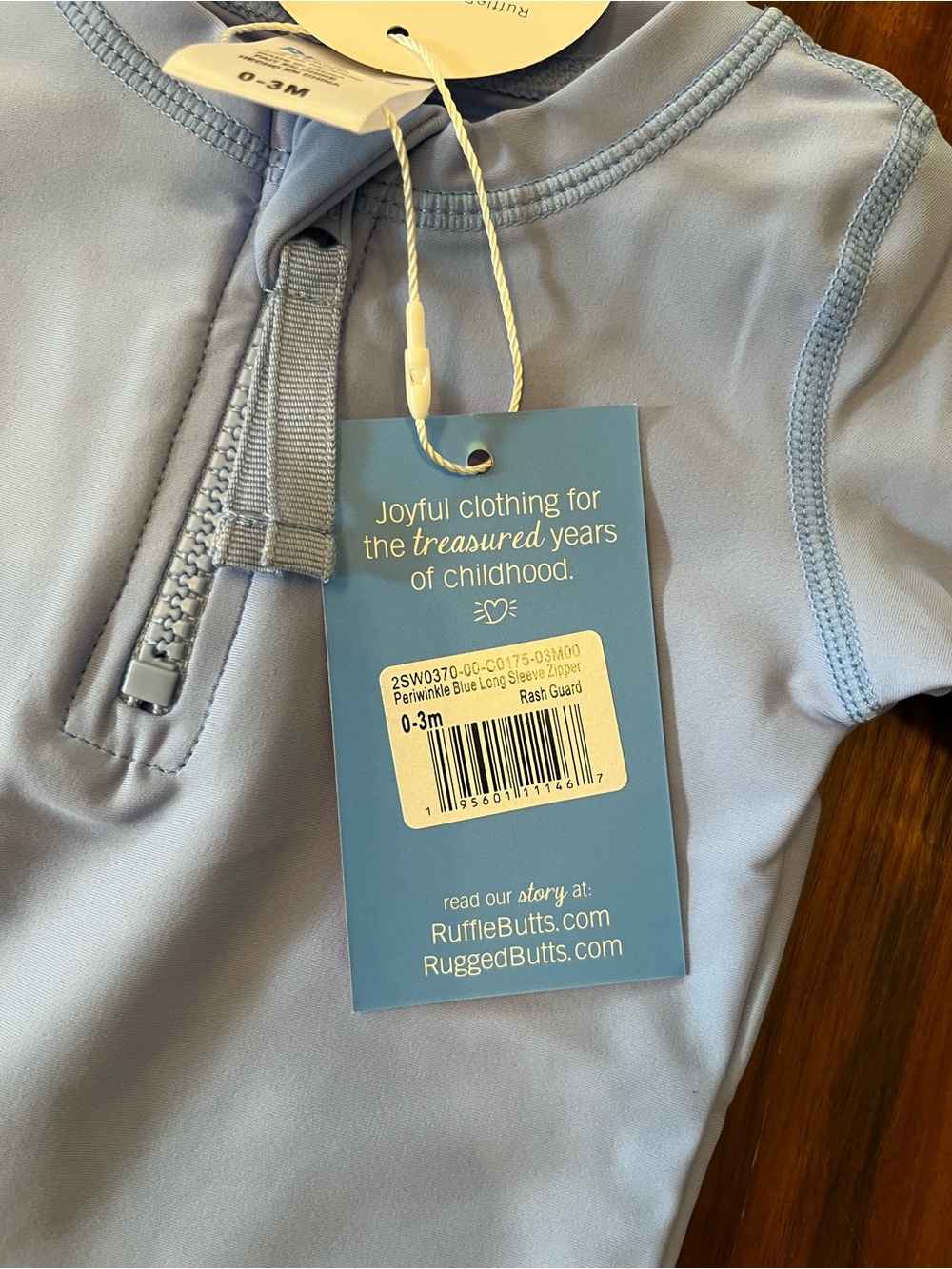 NWT RuggedButts Periwinkle Blue Rash Guard 0-3m - Picture 2 of 2
